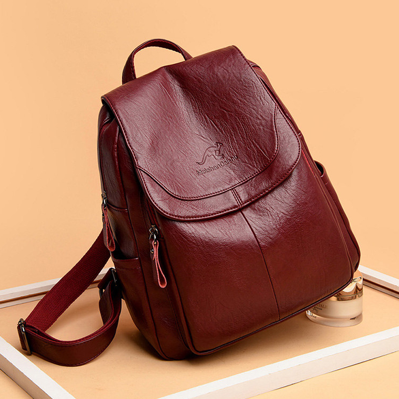 Women Bags White - 9 Color Women Soft Leather Backpacks