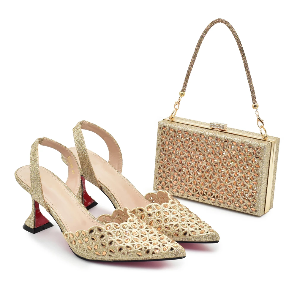 Women Bags For Party - Silver Color Shoes and Bag for