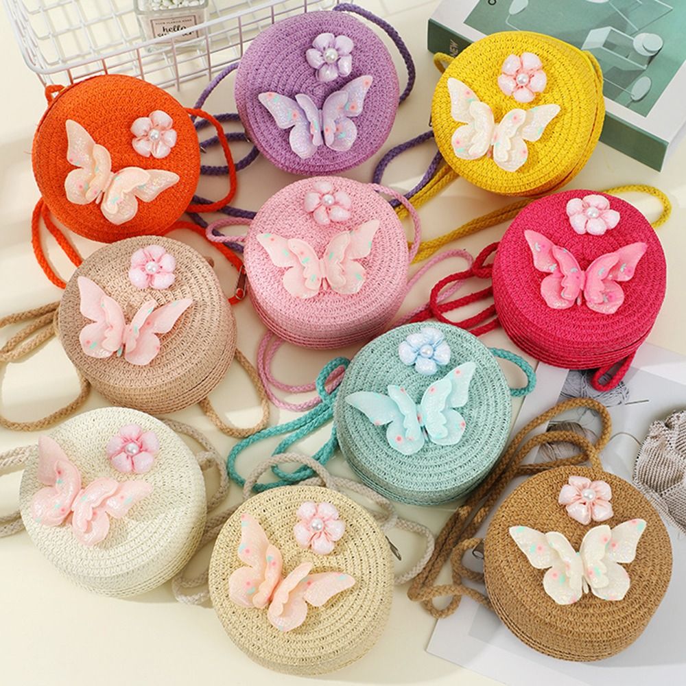 Woven Straw Bag - Round Shape Straw Bag Princess Mini
