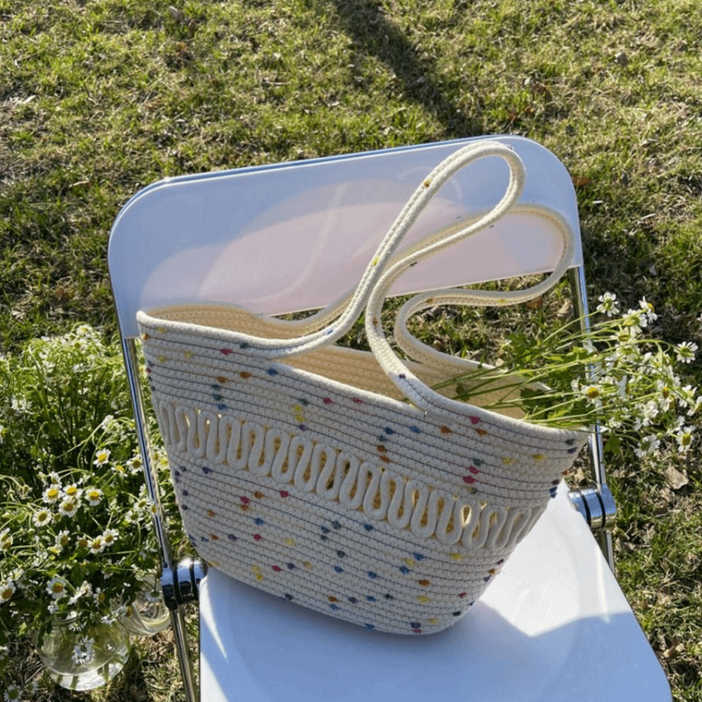 Sweet Nylon Woven Tote Bag Hol - Woven Straw Bag ulasan dan harga