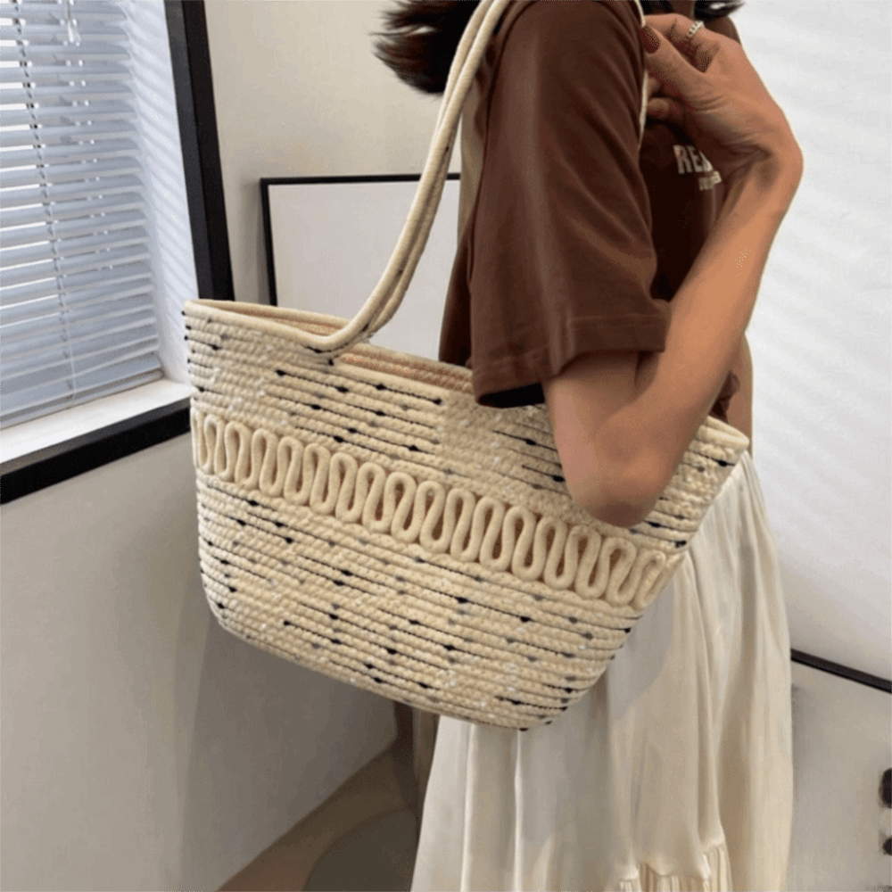 Casual Nylon Woven Tote Bag Kn - Woven Straw Bag ulasan dan harga