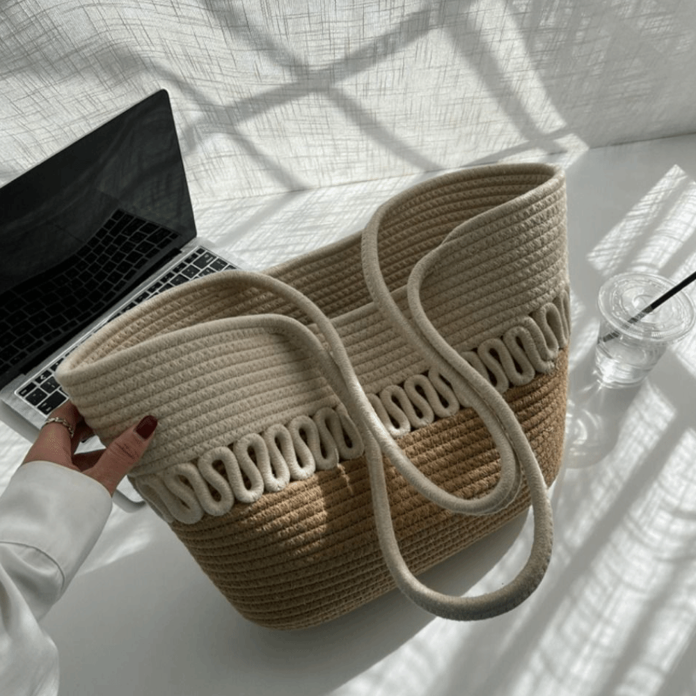 Casual Nylon Woven Tote Bag Kn - Woven Straw Bag ulasan dan harga