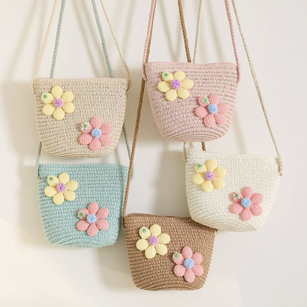 Cute Handmade Woven Girl Flowe - Woven Straw Bag ulasan dan harga