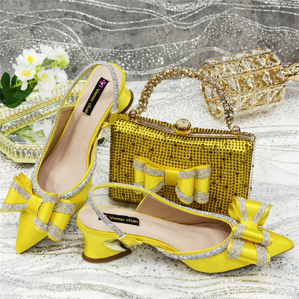 2025 Yellow Bow High Heels Sho - Women Bags For Wedding ulasan dan harga