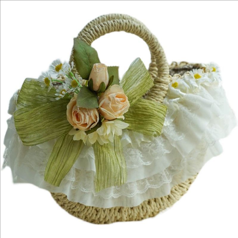 Country-style Lolita lace stra - Woven Straw Bag ulasan dan harga