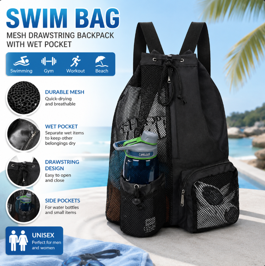 Drawstring Beach Storage Bag M - Women Bags Daily Use ulasan dan harga