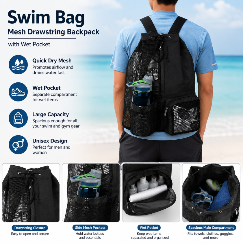 Drawstring Beach Storage Bag M - Women Bags Daily Use ulasan dan harga