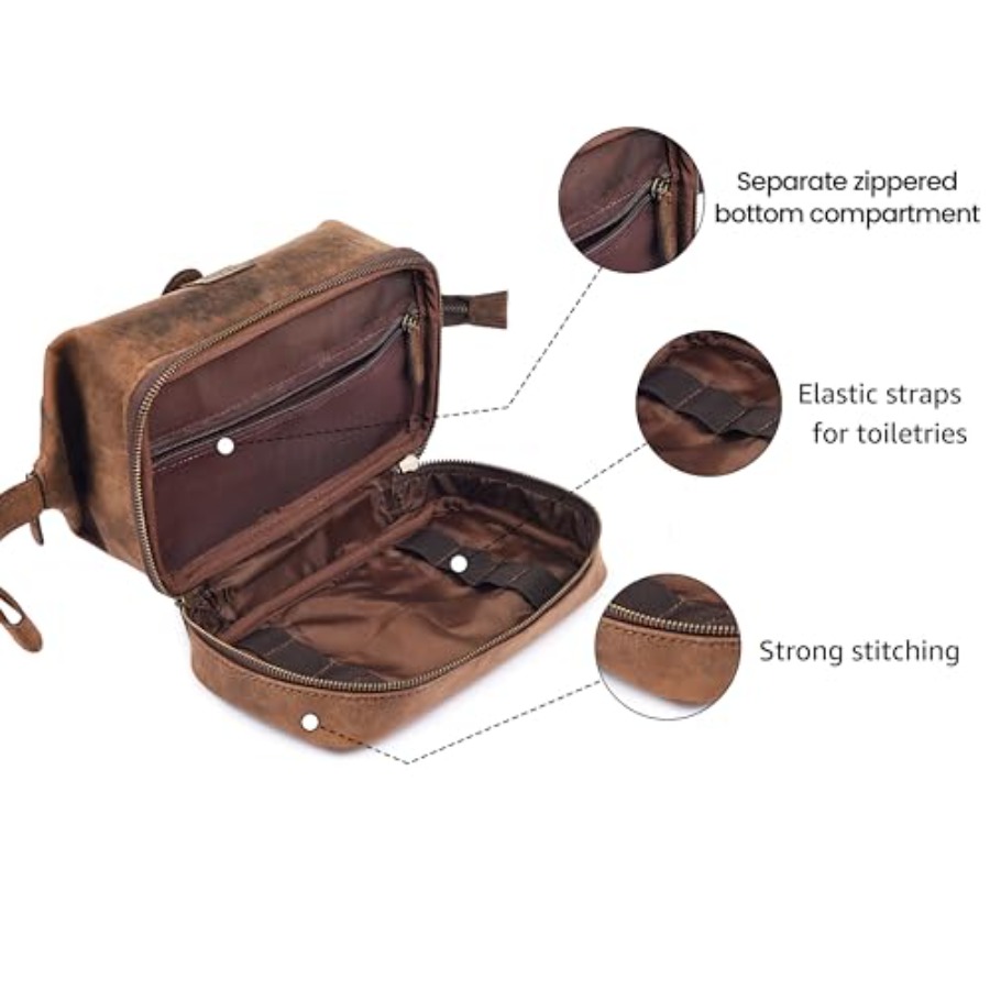 Genuine Leather Dopp Kit Large - Women Bags Large ulasan dan harga