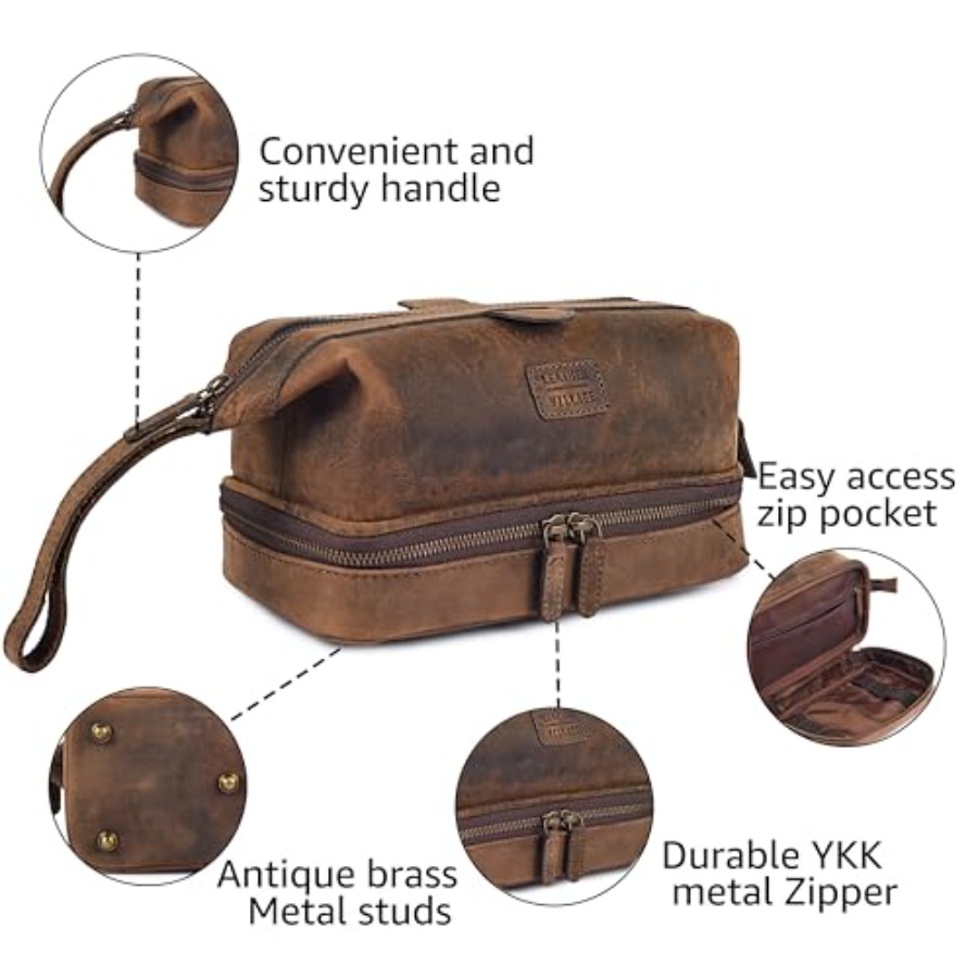 Genuine Leather Dopp Kit Large - Women Bags Large ulasan dan harga