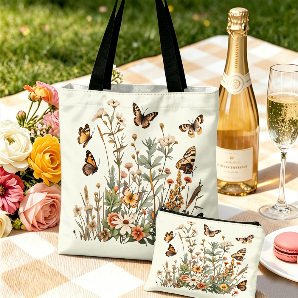 Floral Butterfly Print Handbag - Women Bags Daily Use ulasan dan harga