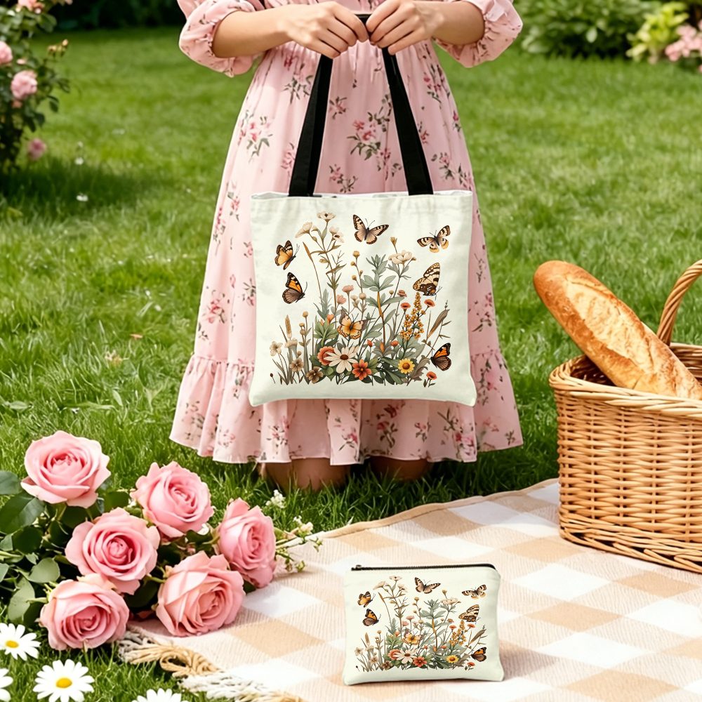 Floral Butterfly Print Handbag - Women Bags Daily Use ulasan dan harga