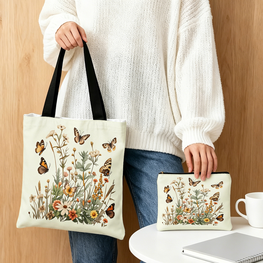 Floral Butterfly Print Handbag - Women Bags Daily Use ulasan dan harga