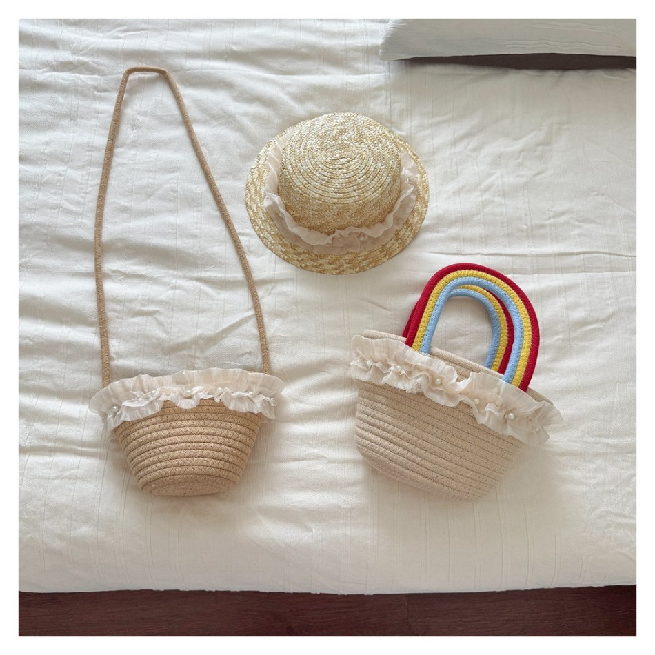 Kids Summer Straw Hat and Bag  - Woven Straw Bag ulasan dan harga