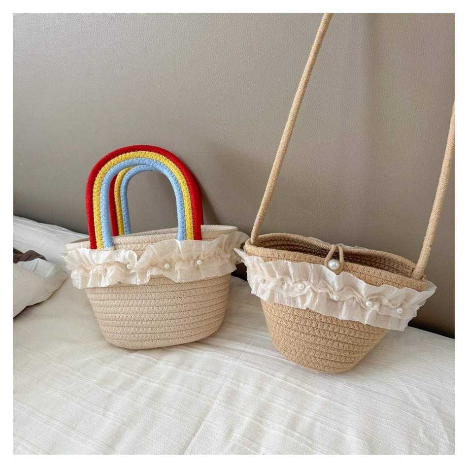 Kids Summer Straw Hat and Bag  - Woven Straw Bag ulasan dan harga
