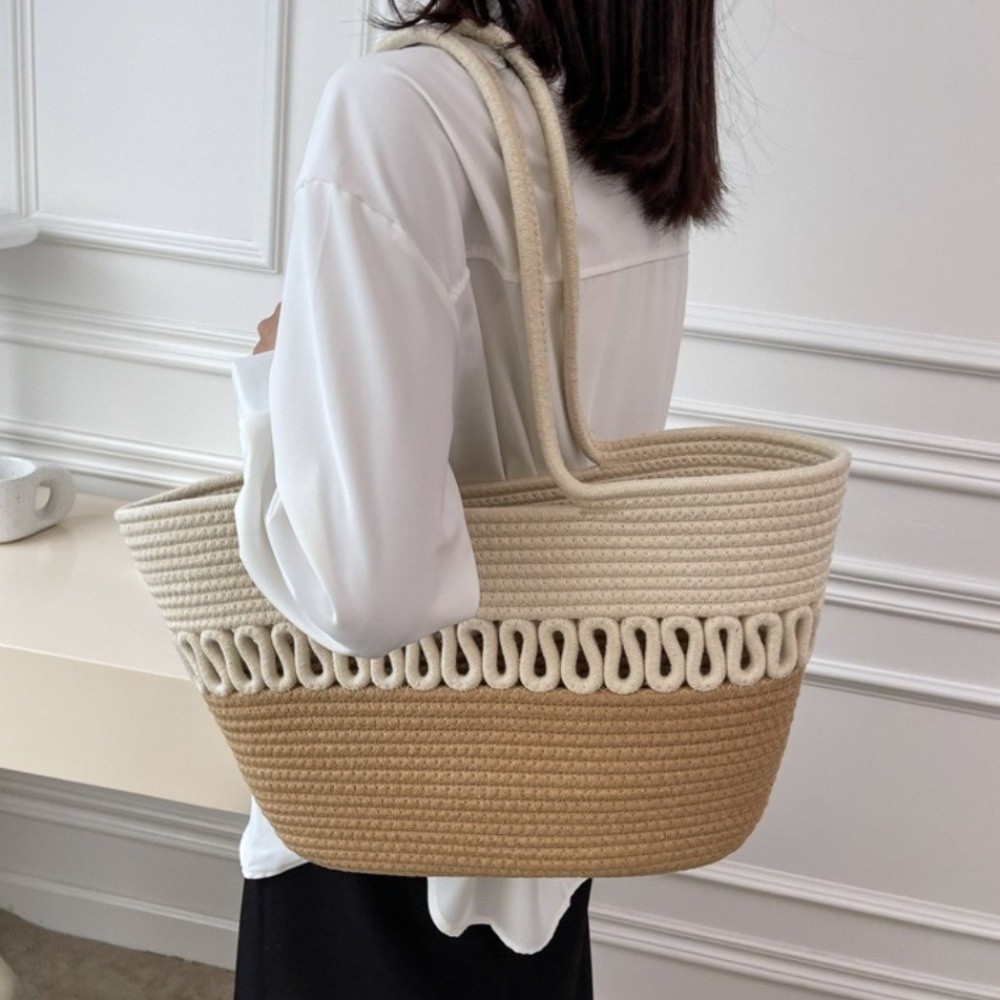 Casual Nylon Woven Tote Bag Kn - Woven Straw Bag ulasan dan harga