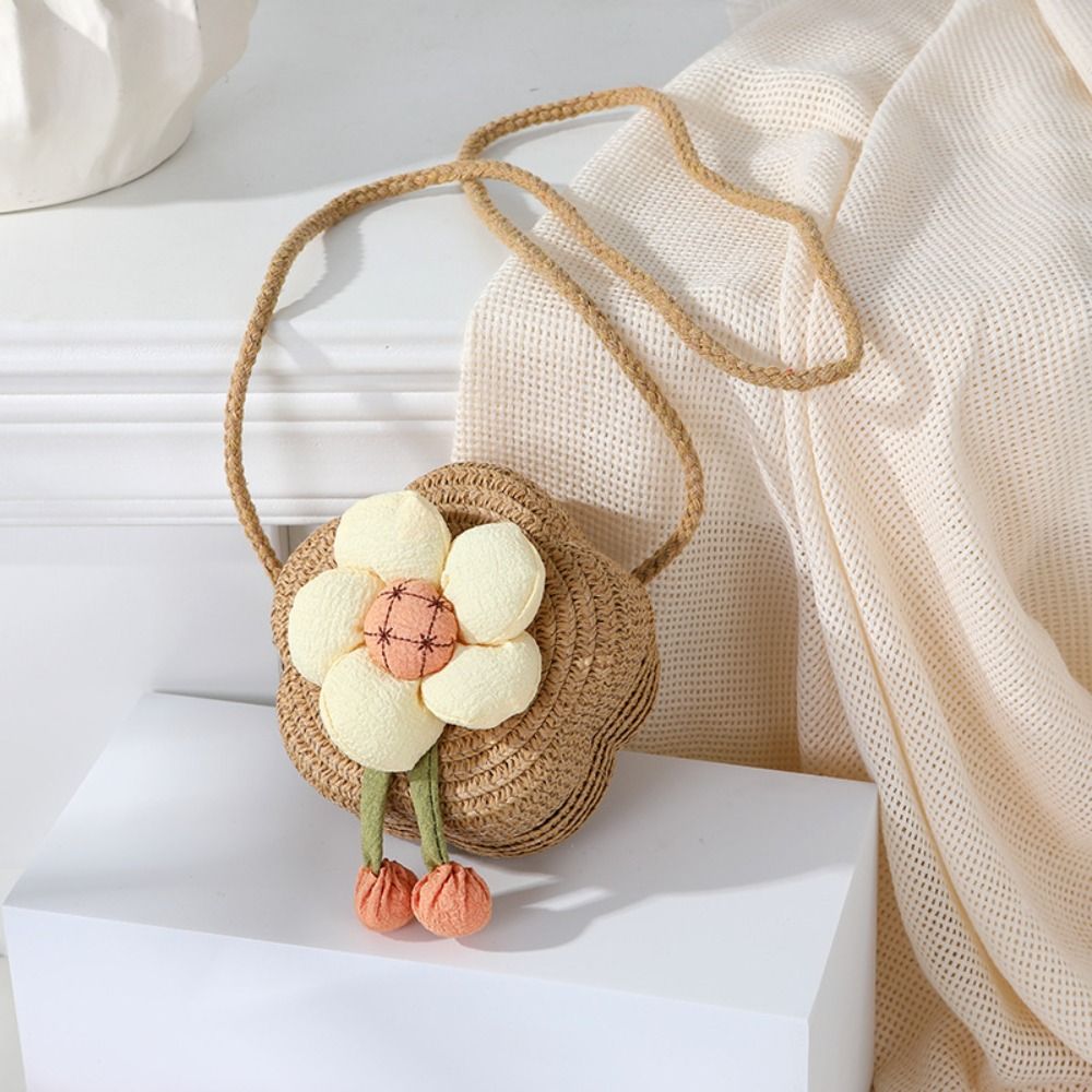 Cute Straw Crossbody Bag Flowe - Woven Straw Bag ulasan dan harga