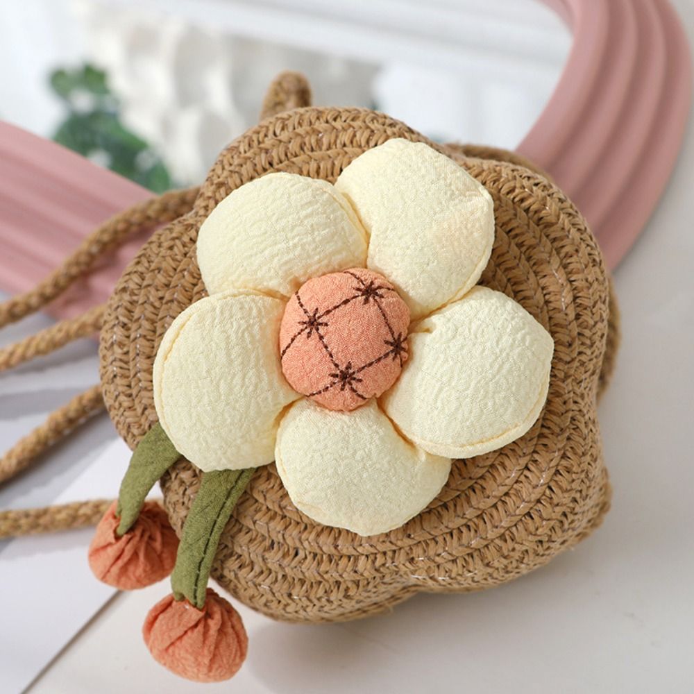 Cute Straw Crossbody Bag Flowe - Woven Straw Bag ulasan dan harga
