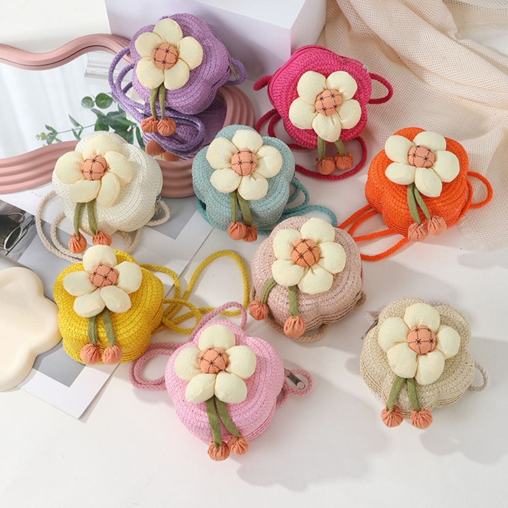 Cute Straw Crossbody Bag Flowe - Woven Straw Bag ulasan dan harga