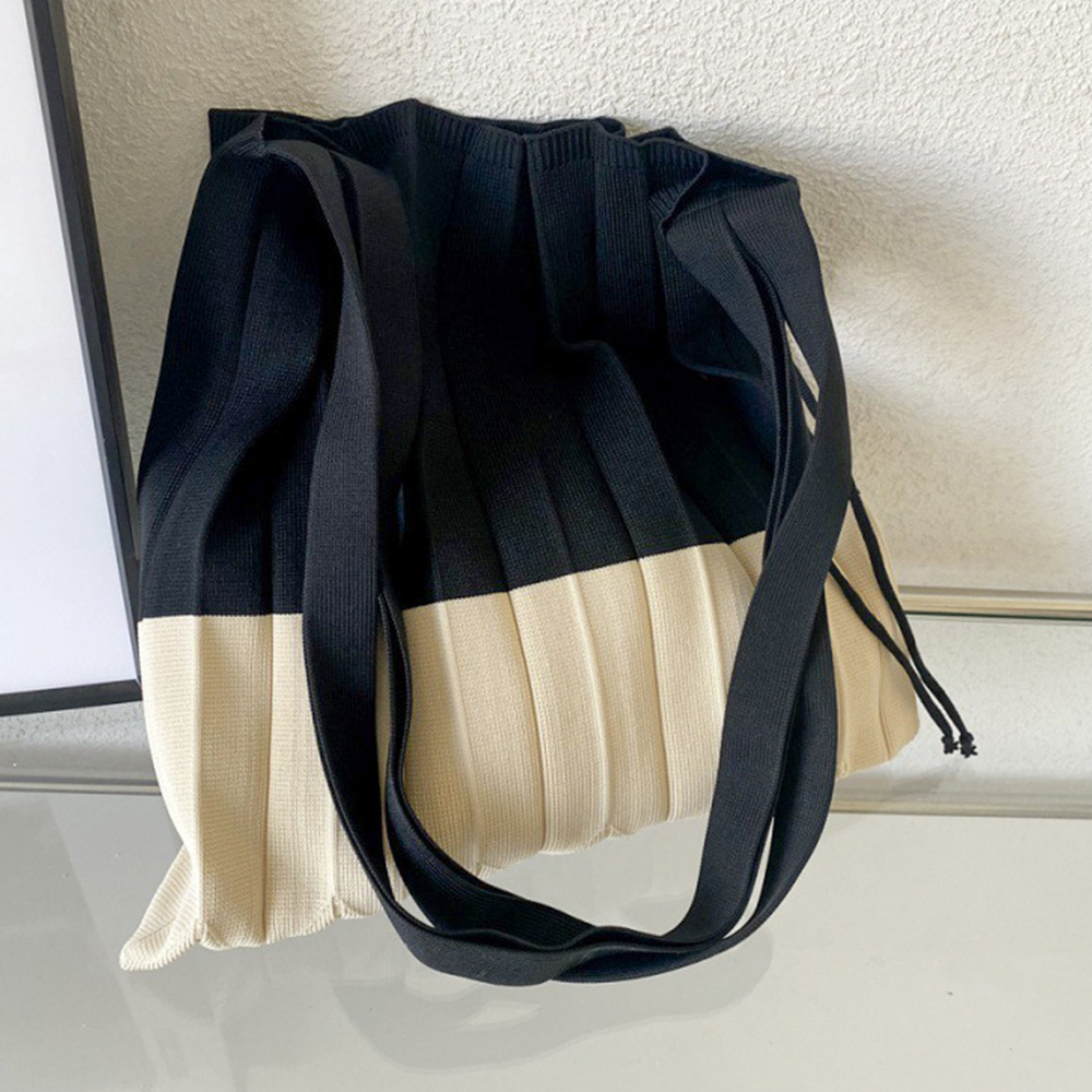 Knitted Foldable Storage Handb - Women Bags White ulasan dan harga