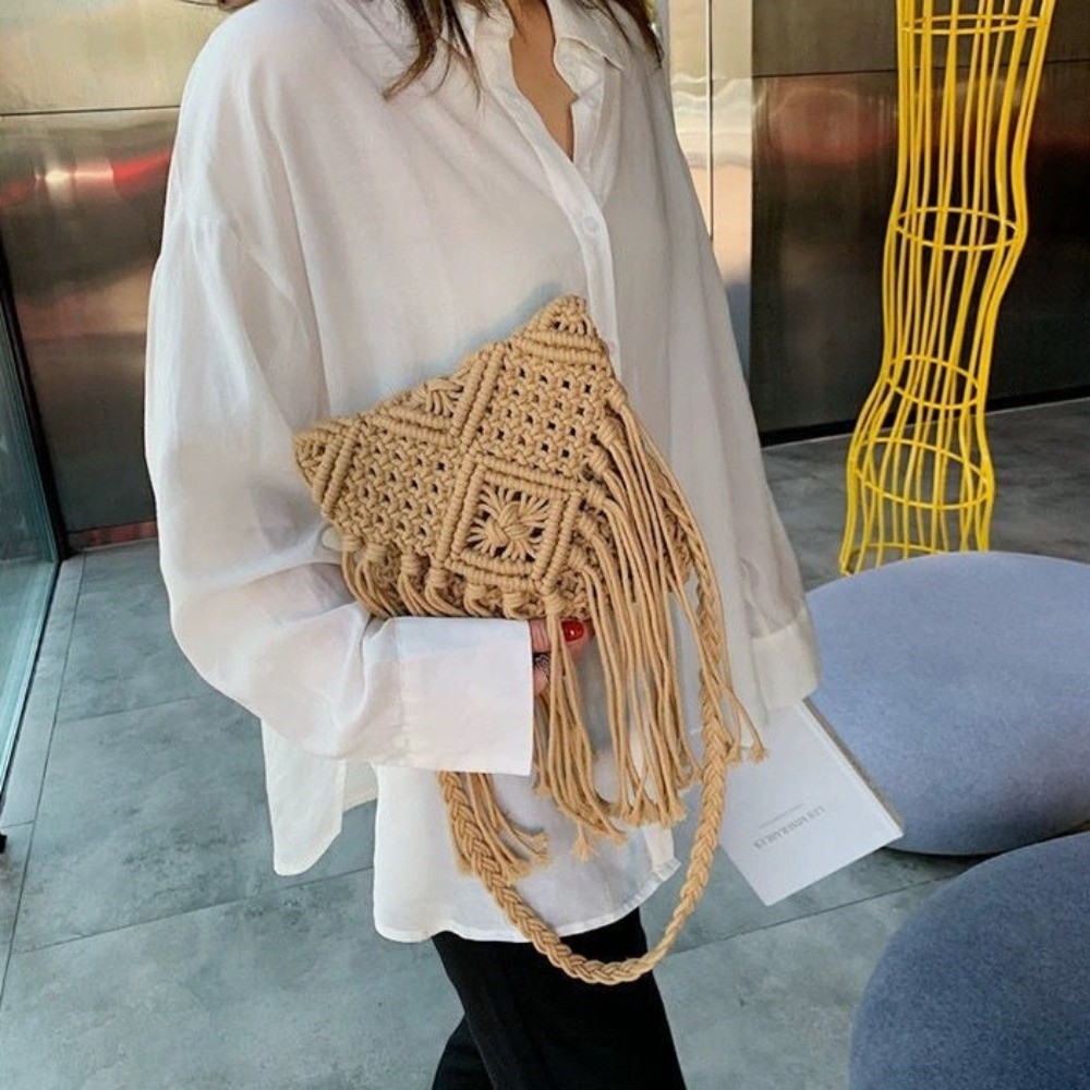 Simple Ethnic Style Woven Stra - Woven Straw Bag ulasan dan harga