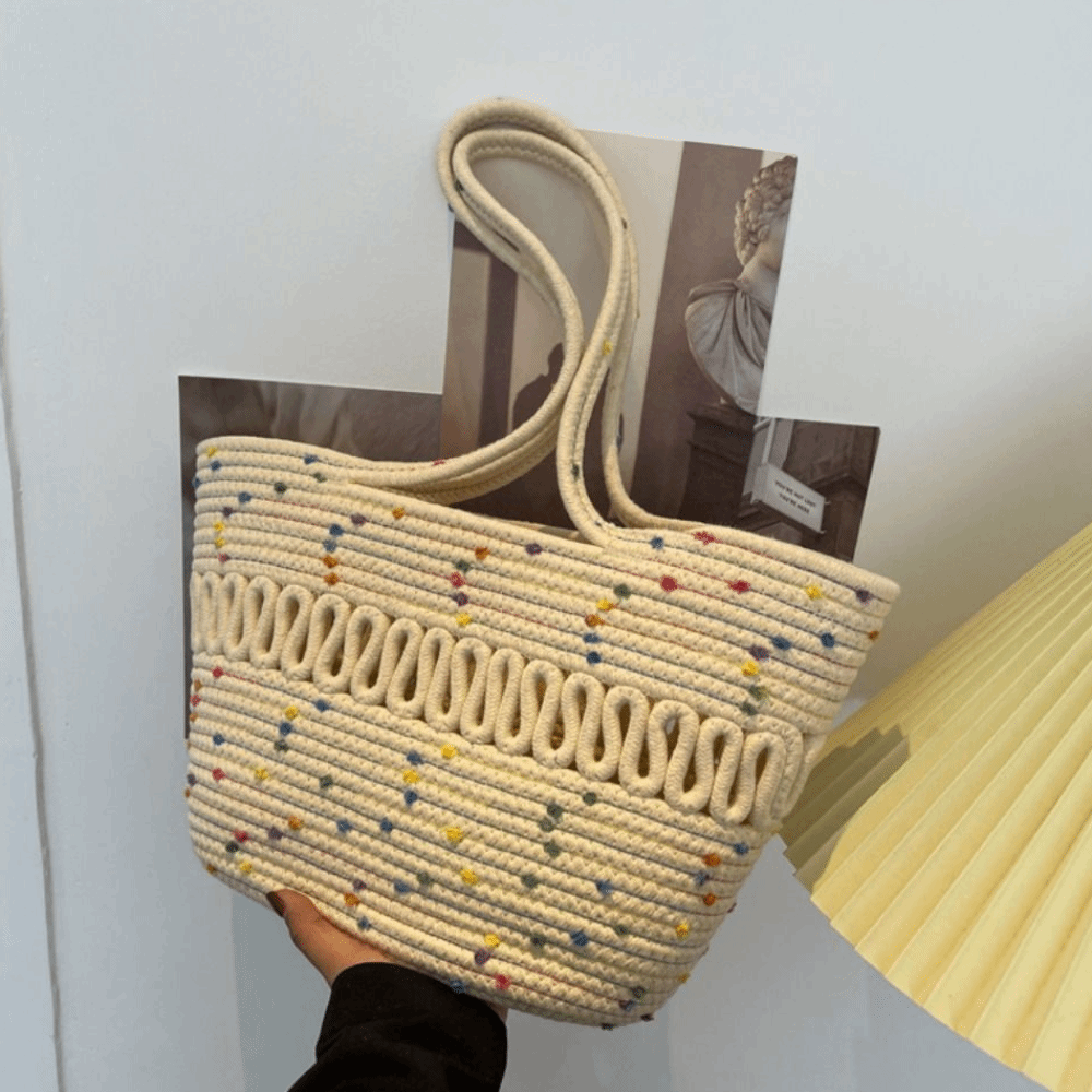 Shoulder Bag Nylon Woven Tote  - Woven Straw Bag ulasan dan harga