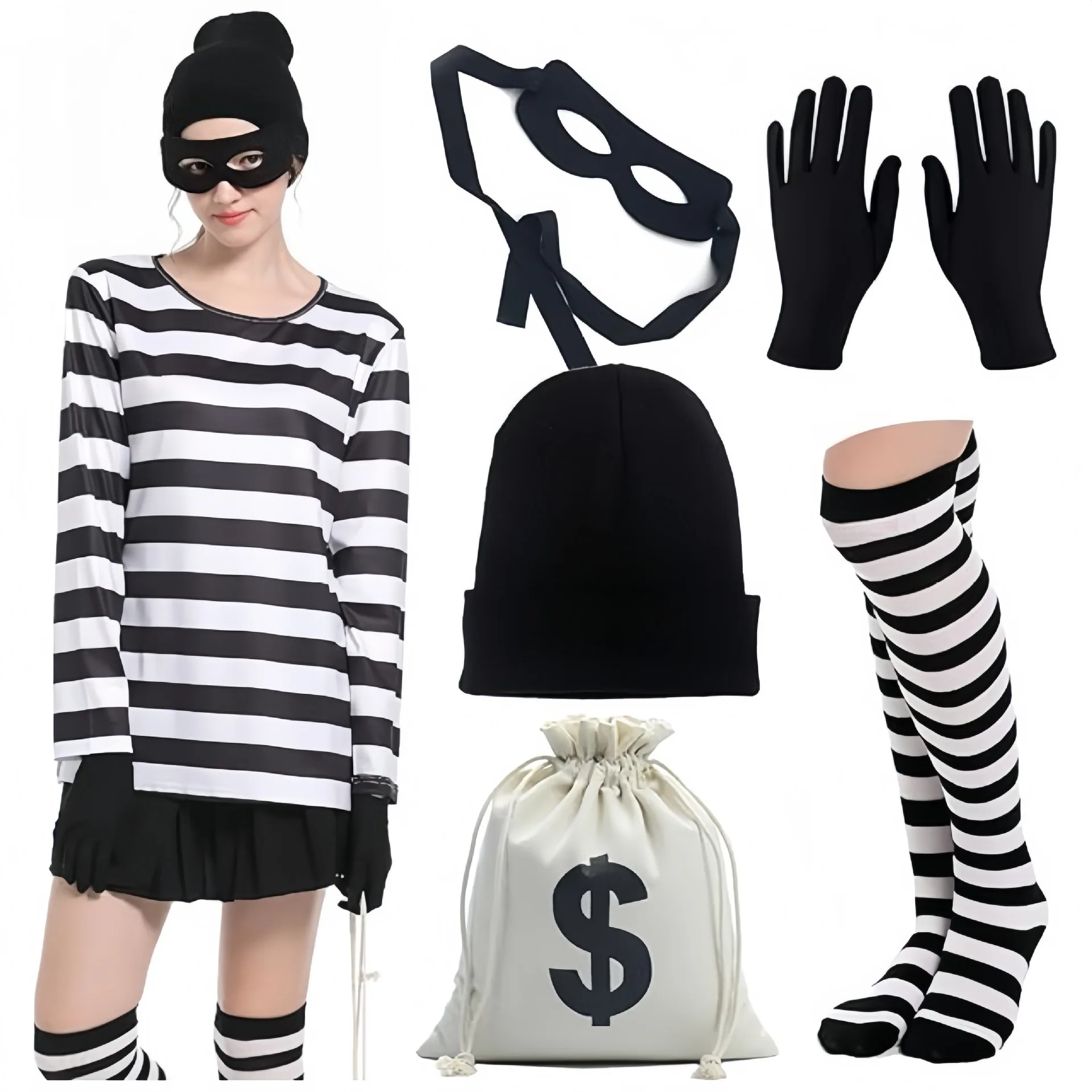 Convict Thief Cosplay Costume  - Women Bags For Party ulasan dan harga