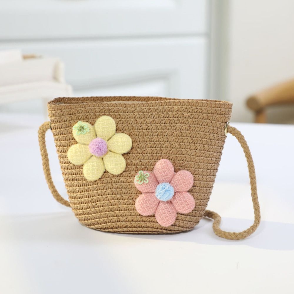 Cute Handmade Woven Girl Flowe - Woven Straw Bag ulasan dan harga