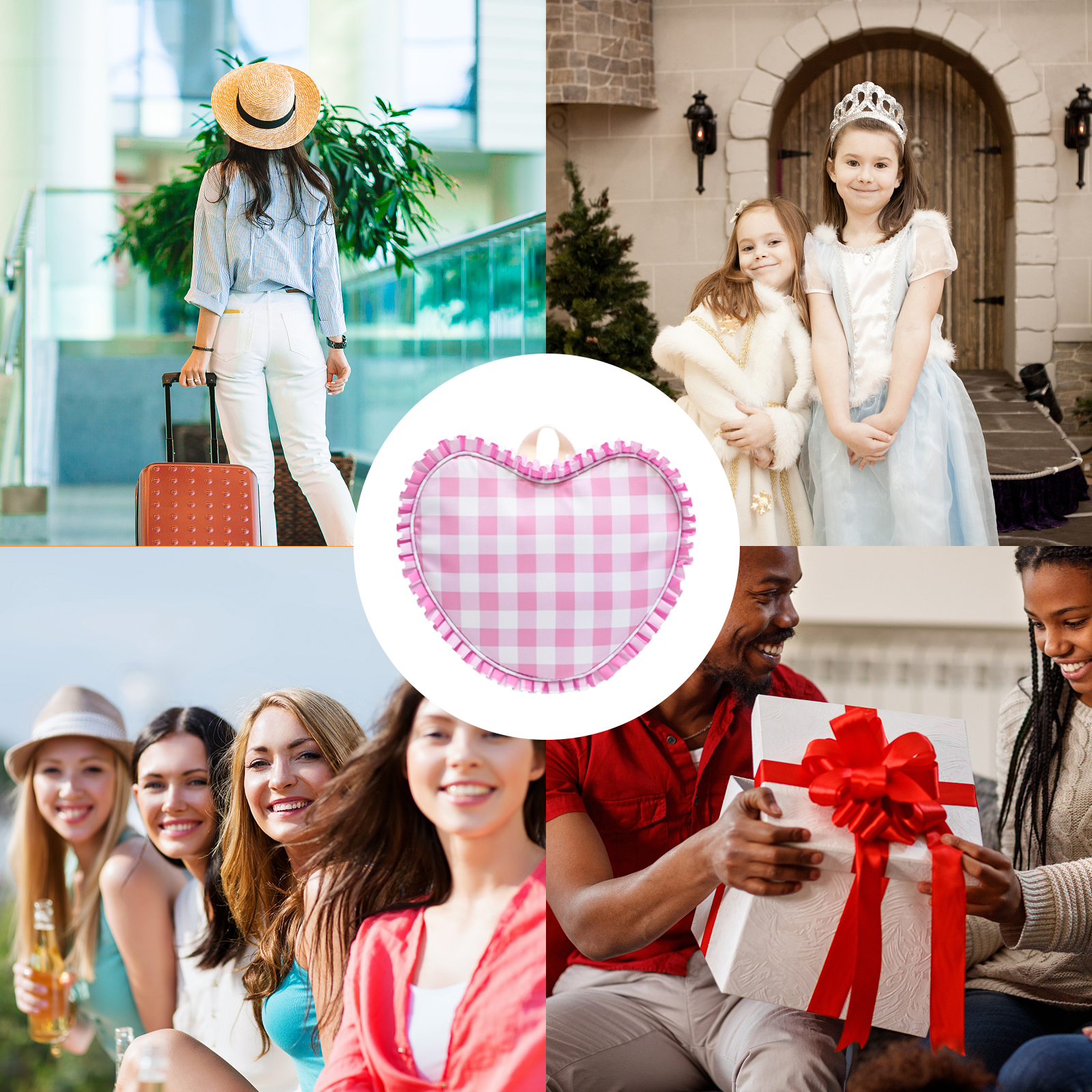 Ruffle Heart Shape Backpack Fa - Women Bags White ulasan dan harga