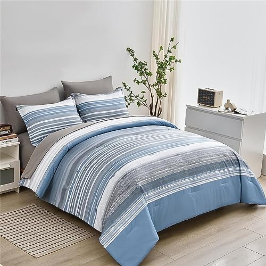 5 Pcs Bed in a Bag Stripe Comf - Women Bags White ulasan dan harga