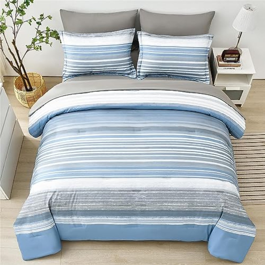 5 Pcs Bed in a Bag Stripe Comf - Women Bags White ulasan dan harga