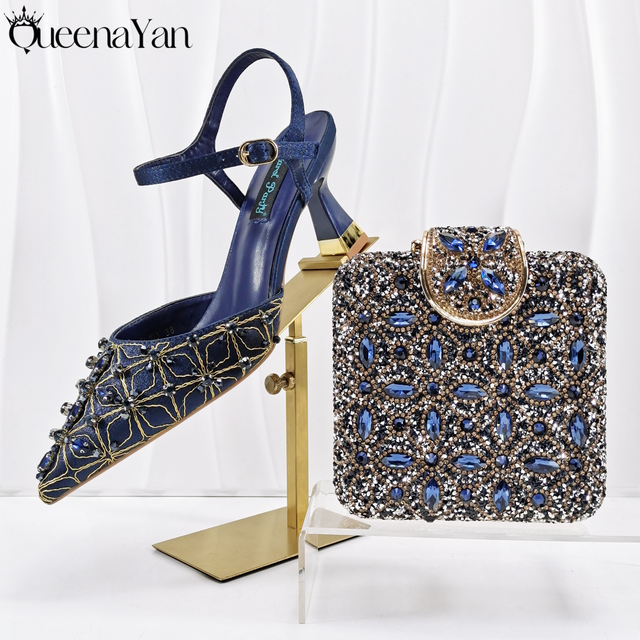 QueenaYan Elegant Glossy Navy  - Women Bags For Wedding ulasan dan harga